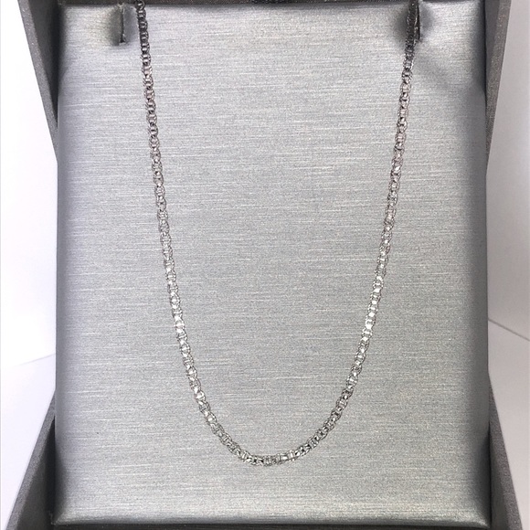 Solid 10K (not 14K ) White Gold Fancy Mariner Link Neck Chain Necklace - Picture 12 of 14